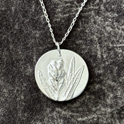 Fine silver Lavender pendant on a sterling silver chain with Gift Box