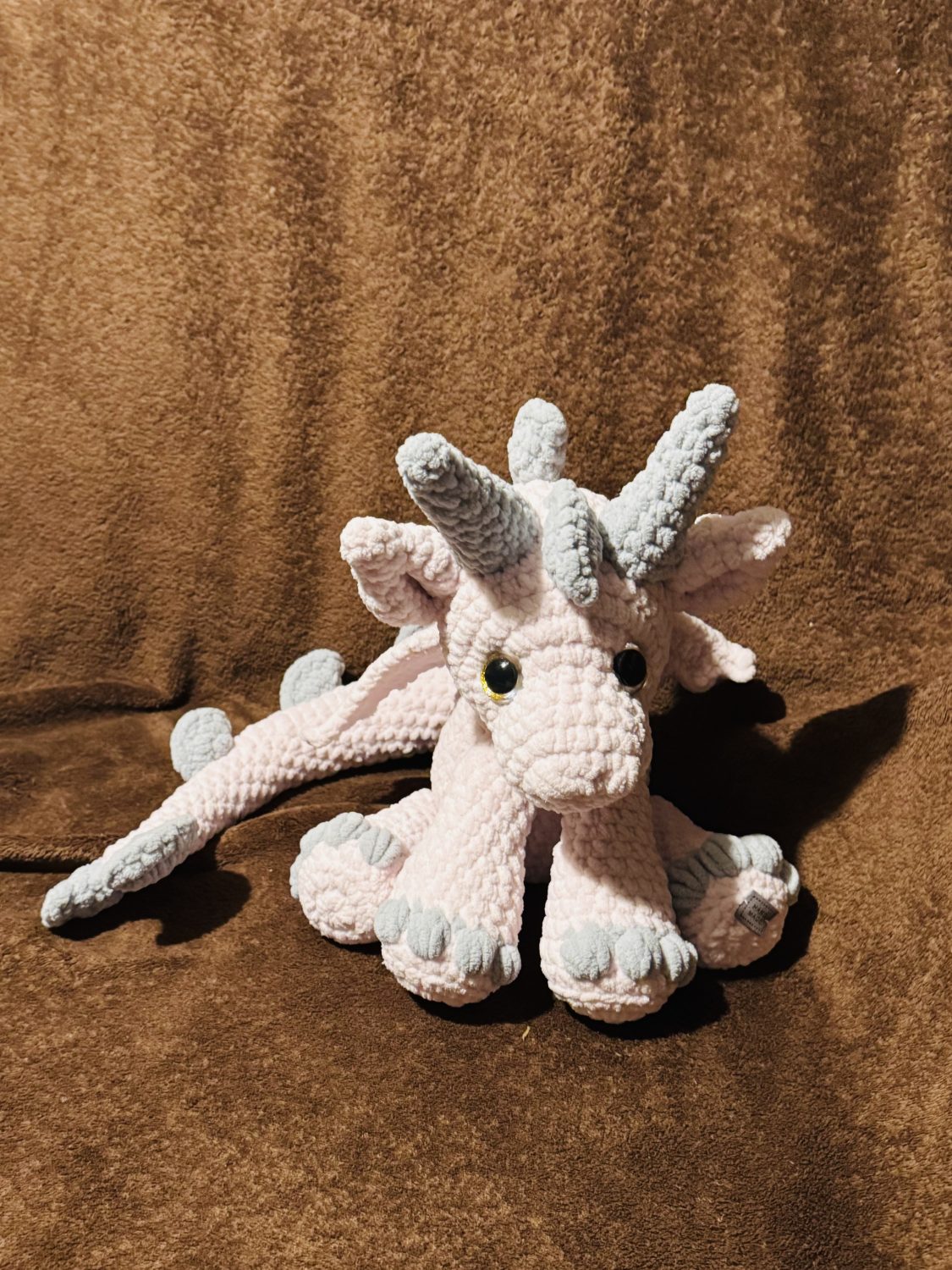 Crochet Bertie the Baby dragon : Handmade Chenille Velvet Plush Toy Crochet Bertie the Baby dragon : Handmade Chenille Velvet Plush Toy