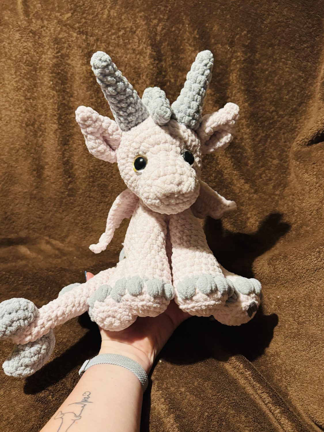 Crochet Bertie the Baby dragon : Handmade Chenille Velvet Plush Toy Crochet Bertie the Baby dragon : Handmade Chenille Velvet Plush Toy