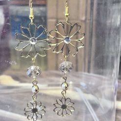 SCRAP ALCHEMY - Earrings - gold flower/crystal/pearl