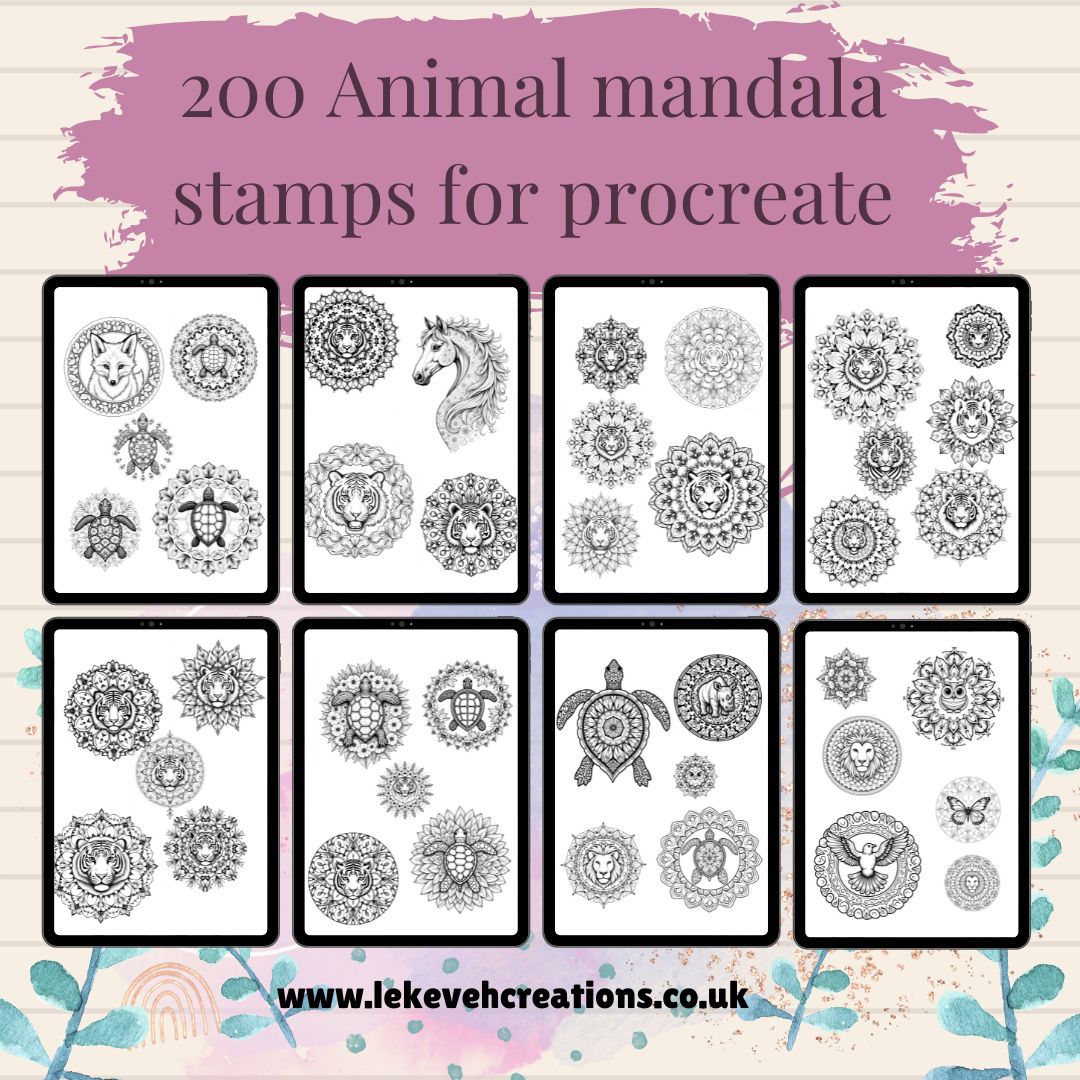 Creamy Pink Free Planner Offer IPad Drawing Instagram Post - 2 200 Animal Mandala stamps for procreate 5