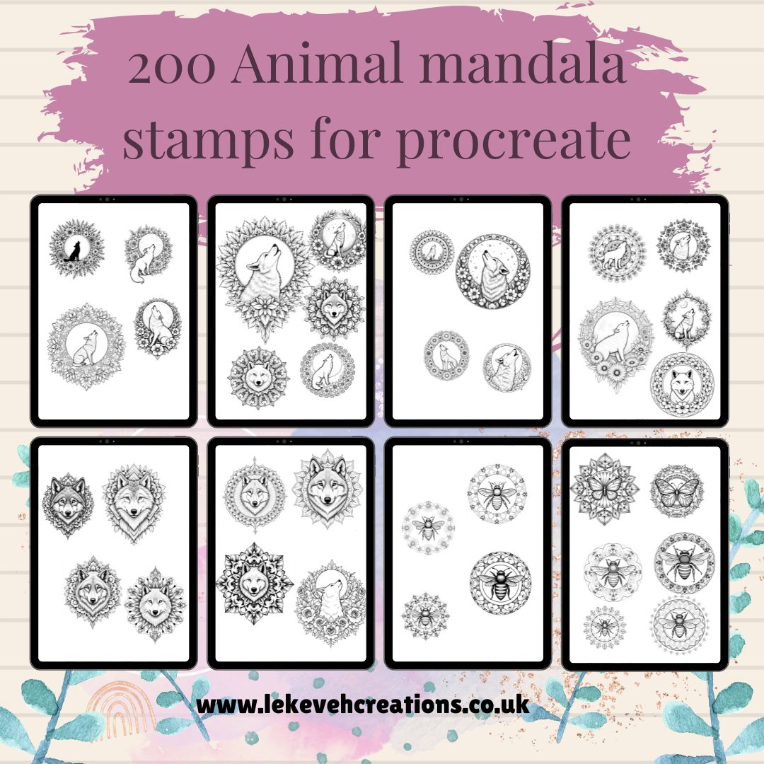 Creamy Pink Free Planner Offer IPad Drawing Instagram Post - 5 200 Animal Mandala stamps for procreate 8