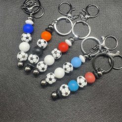 Football Beaded Keychain