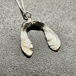 Fine silver Sycamore Seed pendant on a sterling silver chain with Gift Box 1