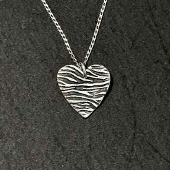 Zebra print heart EDS rare disease pendant on a sterling silver chain with Gift Box