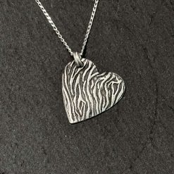 Zebra print heart EDS rare disease pendant on a sterling silver chain with Gift Box