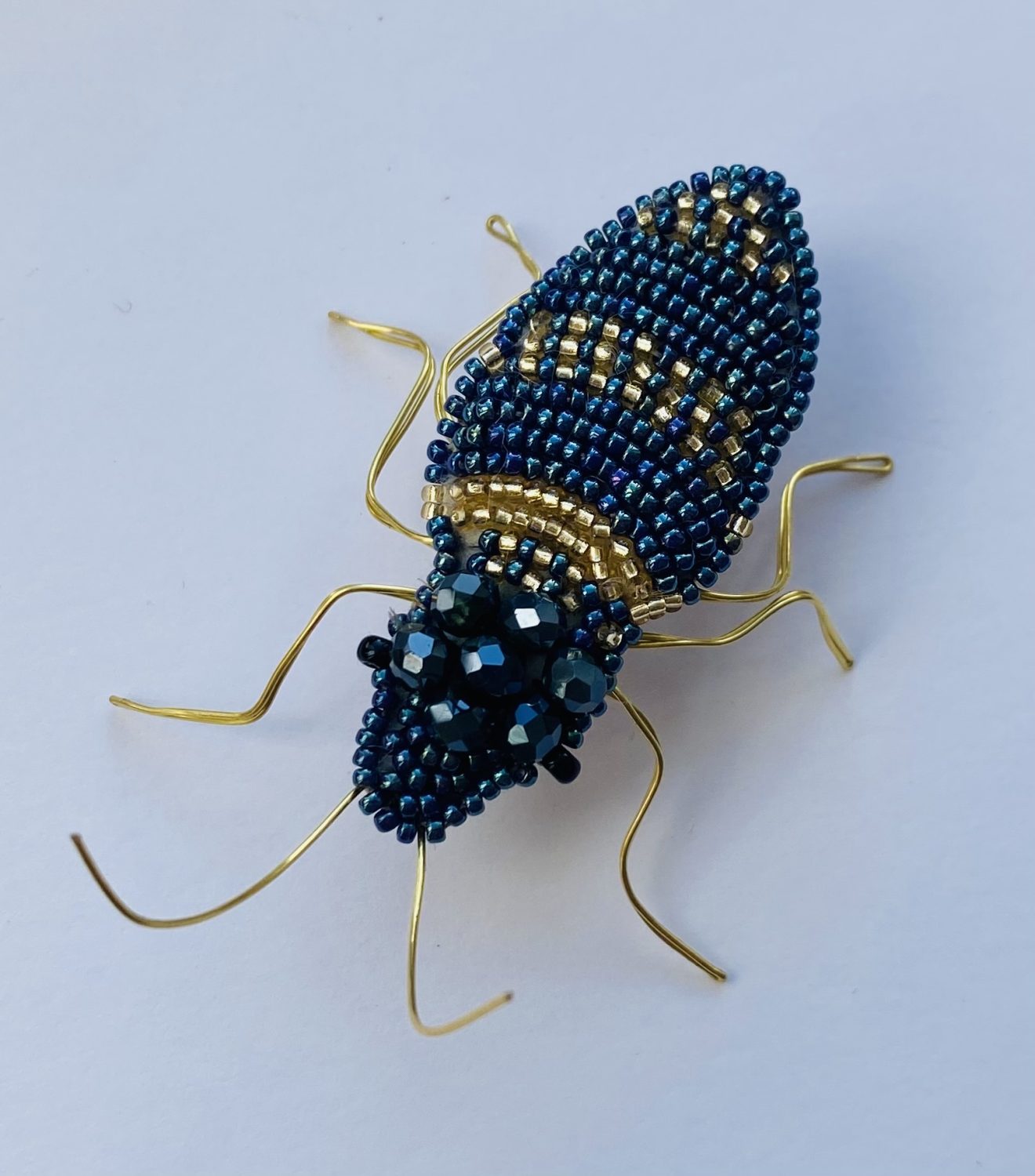 IMG_7772 Blue Beaded Beetle Brooch 1