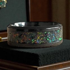Opal (Black Flame) Adjustable Ring