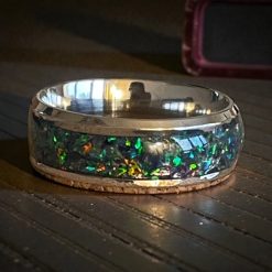 Opal (Black Flame) Adjustable Ring