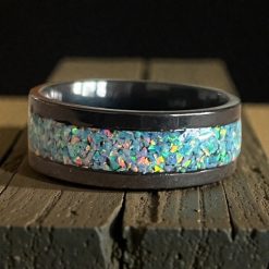 Opal (Black Flame) Adjustable Ring