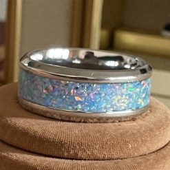Opal (Black Flame) Adjustable Ring