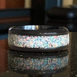 Opal (Black Flame) Adjustable Ring