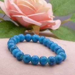 Marbled yellow blue Glass Beaded bracelet 14.6cm