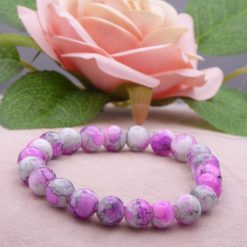 Marbled yellow blue Glass Beaded bracelet 14.6cm