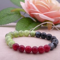 Marbled yellow blue Glass Beaded bracelet 14.6cm