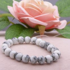 Marbled yellow blue Glass Beaded bracelet 14.6cm