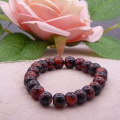 Marbled yellow blue Glass Beaded bracelet 14.6cm