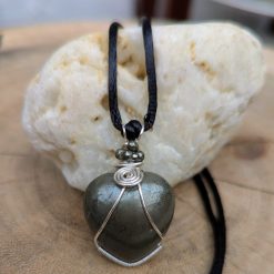 Wire wrapped Heart - Iron Pyrite