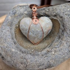 Wire wrapped Heart - Blossom Agate