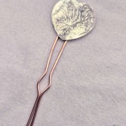 Reticulated Sterling Silver And Copper Heart Hair Pin 3