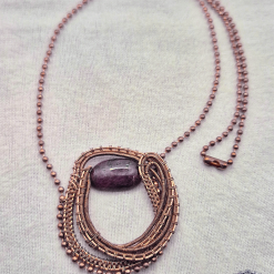 Natural Ruby Bare Copper Medallion Necklace