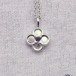 Pendant Only - Amethyst Quatrefoil/Clover Sterling Silver Pendant