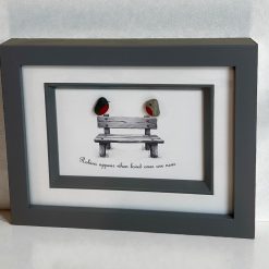Robins Appear when loved ones are near (2 robins on bench)