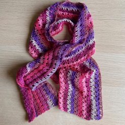 Scarf - Crochet Pink/Mauve/Grey - Acrylic 4 Scarf - Crochet Pink/Mauve/Grey - Acrylic 4