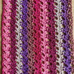 Scarf - Crochet Pink/Mauve/Grey - Acrylic 1 Scarf - Crochet Pink/Mauve/Grey - Acrylic 1