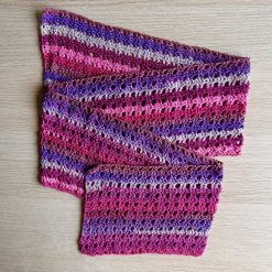 Scarf - Crochet Pink/Mauve/Grey - Acrylic 3 Scarf - Crochet Pink/Mauve/Grey - Acrylic 3