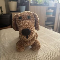 Crochet Dachshund Dog : Handmade Chenille Velvet Plush Toy 1 Crochet Dachshund Dog : Handmade Chenille Velvet Plush Toy 1