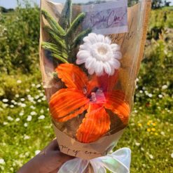 Everlasting  White Gerbera and Orange lily Happy Everyday Arrangement