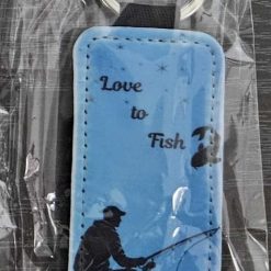 Handmade  leather keyring love to fish