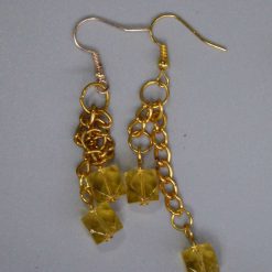 gold plated Faceted Amber Beaded Long Earrings length 4cm width 2.3cm