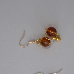gold plated Faceted Amber Beaded Long Earrings length 4cm width 2.3cm