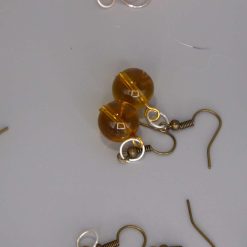 gold plated Faceted Amber Beaded Long Earrings length 4cm width 2.3cm