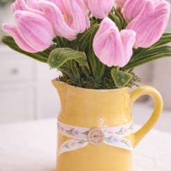 Pink Tulip Jug Arrangement – Handmade Cottage Floral Decor | Arcadia Cottage