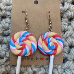 Lolly pop novelty handmade earrings - Orange and Yellow