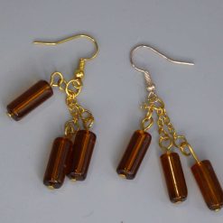 gold plated Faceted Amber Beaded Long Earrings length 4cm width 2.3cm