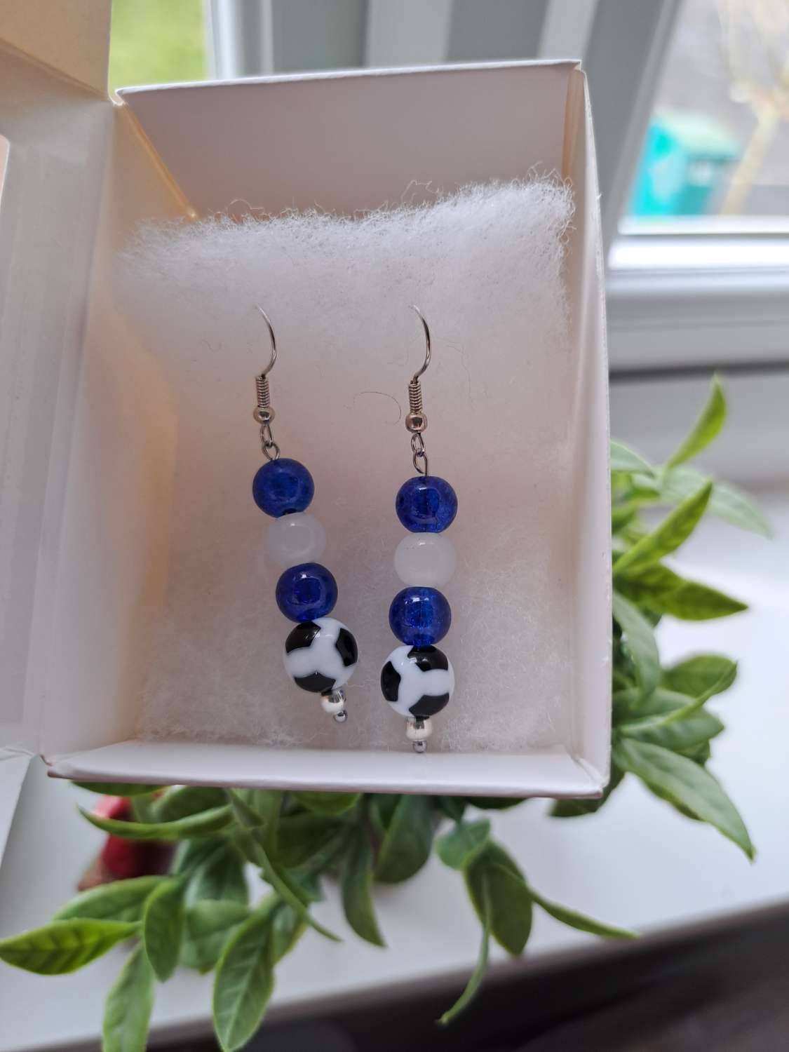 Scotland Football Earrings | Tartan Army Bead Gift | Stainless Steel Hooks Scotland Football Earrings | Tartan Army Bead Gift | Stainless Steel Hooks