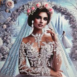 💍A shimmering bride beneath a floral arch