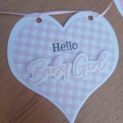 Luxury Handmade Baby Girl Welcome Banner - Pink/ Hearts 2