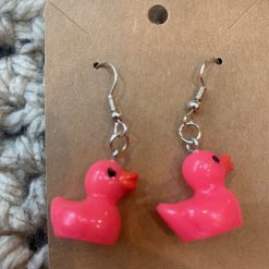 Rubber duck novelty handmade earrings - White
