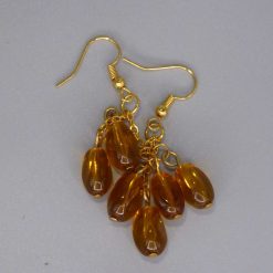gold plated Faceted Amber Beaded Long Earrings length 4cm width 2.3cm