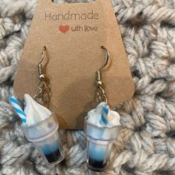 Bubble Tea novelty handmade earrings - Pink