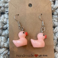 Rubber duck novelty handmade earrings - White