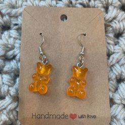 Jelly bear novelty handmade earrings - Green and Yellow