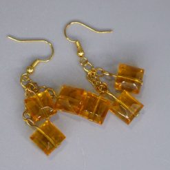 gold plated Faceted Amber Beaded Long Earrings length 4cm width 2.3cm