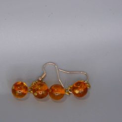 gold plated Faceted Amber Beaded Long Earrings length 4cm width 2.3cm