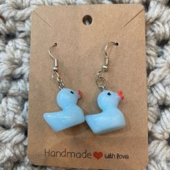 Rubber duck novelty handmade earrings - White